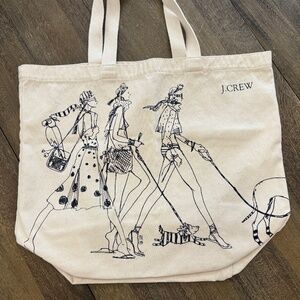 J.Crew Beige Tote Bag Three Parisian Women & Dogs